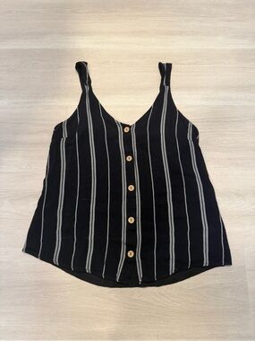 Maurices Black Striped Button-Front Camisole